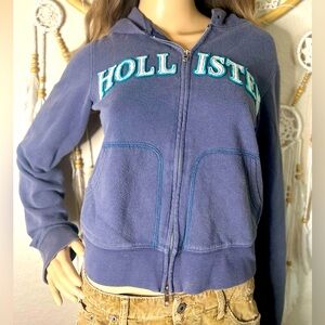 Hollister Zipper Blue Hoodie Medium